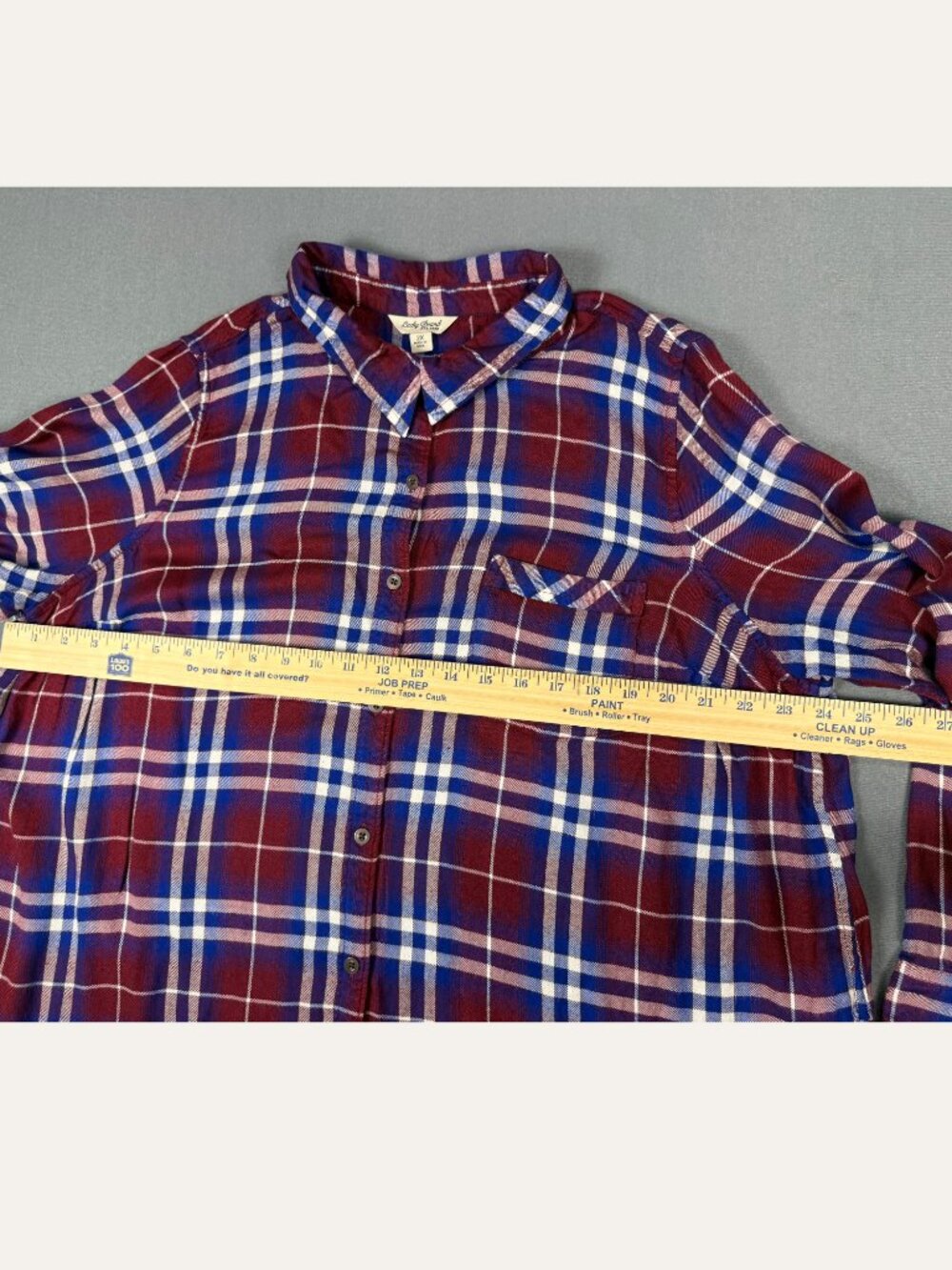 Lucky Brand Plaid Button Down Blouse Women’s 2X Red Blue Button Back - Picture 5 of 9